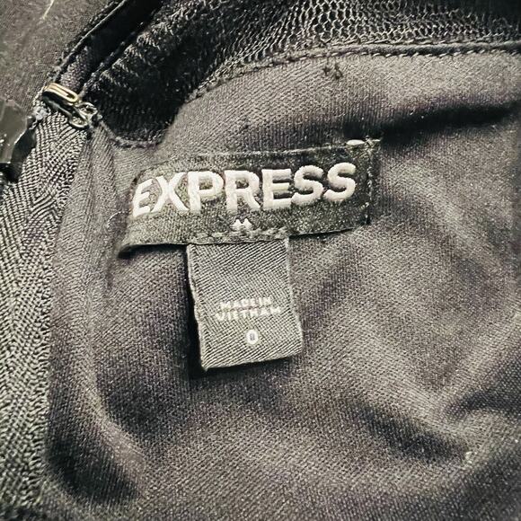 Express Dress Womens Size 0 Floral Black Sheer Chic Classy - Picture 5 of 6